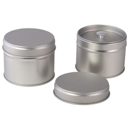 Naše bestsellery: Mini Doppeldeckeldose für Tee. Runde Stülpdeckeldose, aus Weißblech, mit Innendeckel.